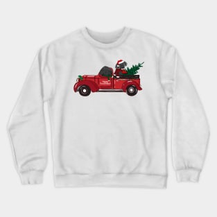 Cartoon Labradoodles Vintage Red Christmas Truck Crewneck Sweatshirt